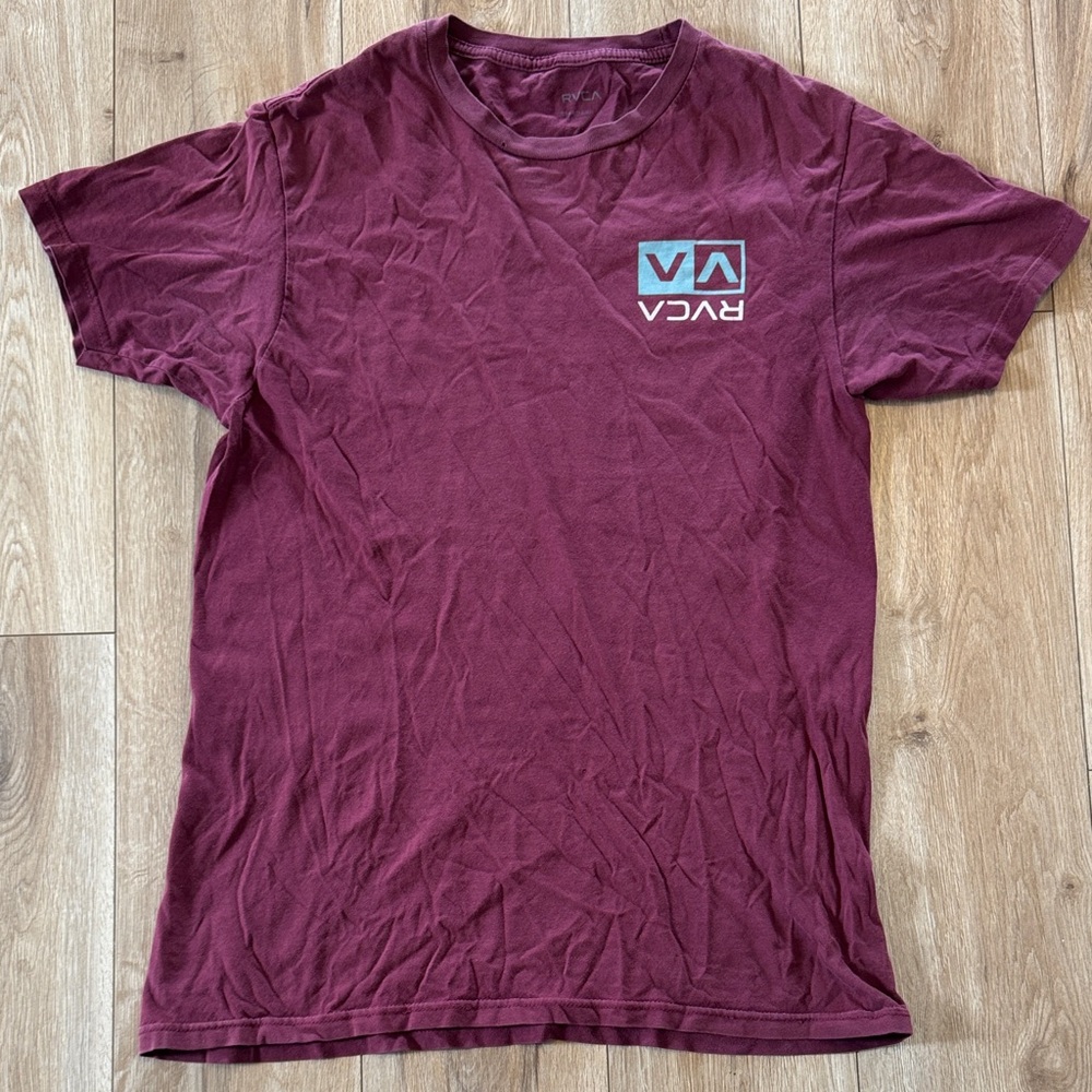 RVCA Men's Maroon Short Sleeve Casual Wear School Skater Relaxed Tee